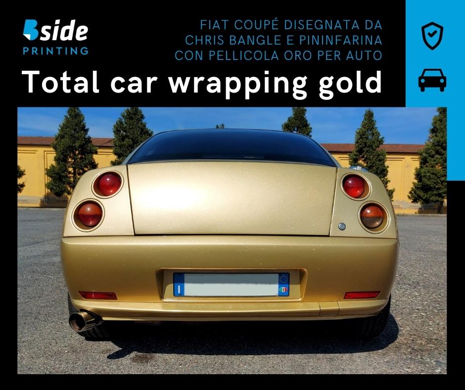 Fiat Coupe car wrapping pellicola colore oro brillante