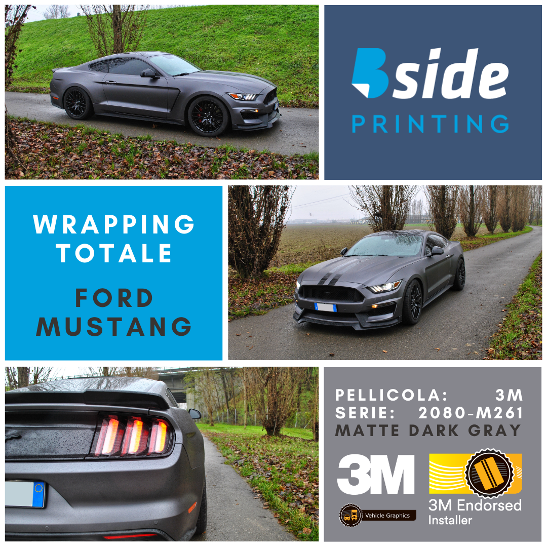 Bside Printing Car wrapping totale Ford Mustang Pellicola 3M serie 2080 M261 Matte Dark Gray