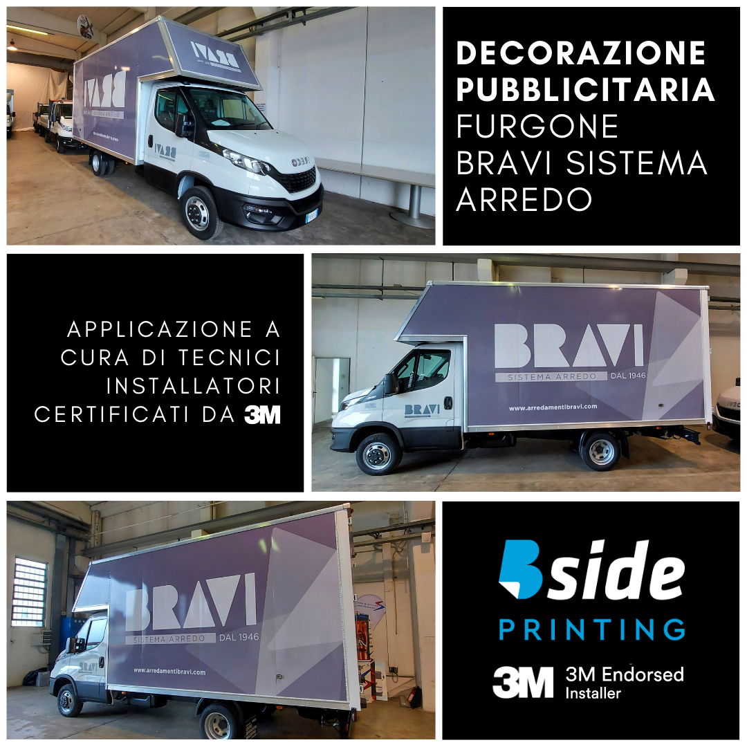 Decorazione furgone Iveco rivestimento carrozzeria camion Bravi arredamenti sistema arredo