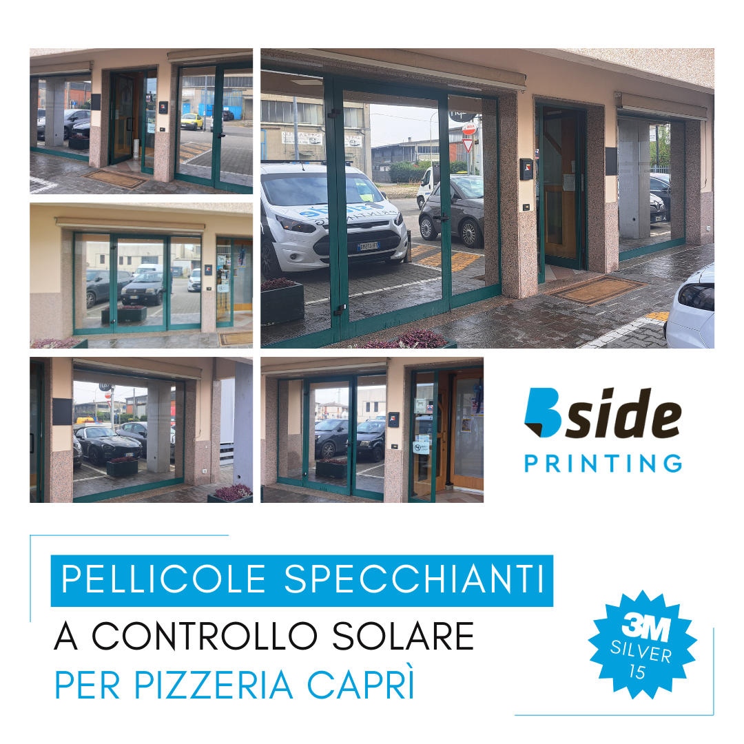 Pellicole specchianti a controllo solare 3M silver 15 per Pizzeria Caprì Piacenza