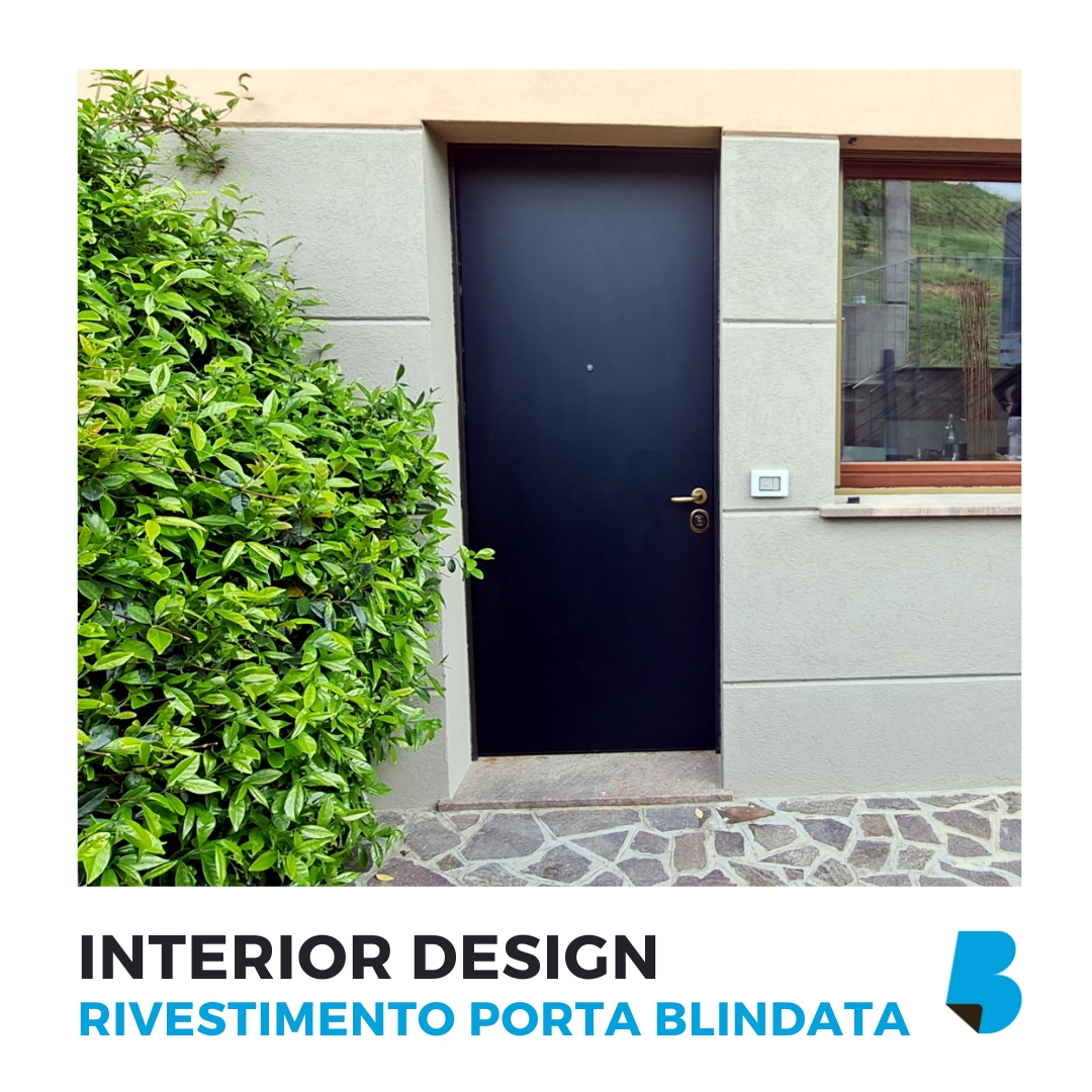 interior design rivestimento porta blindata con pellicola 3M DINOC colore nero