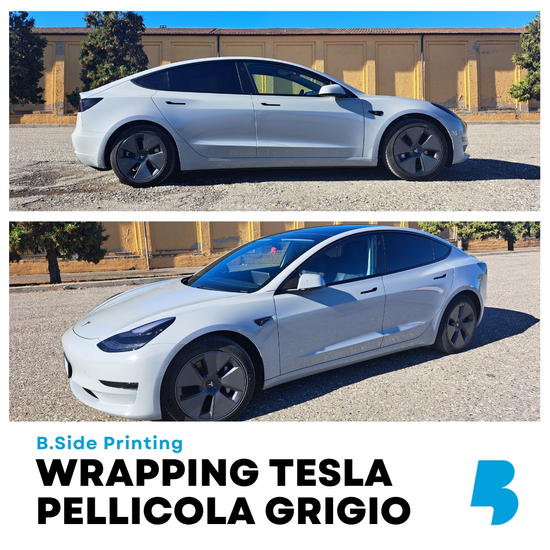 Wrapping Tesla pellicola colore grigio