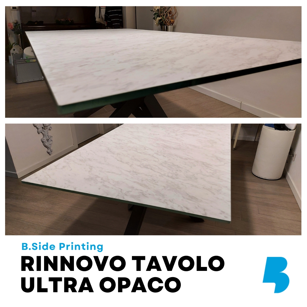rinnovo tavolo con pellicola finto marmo ultra opaco